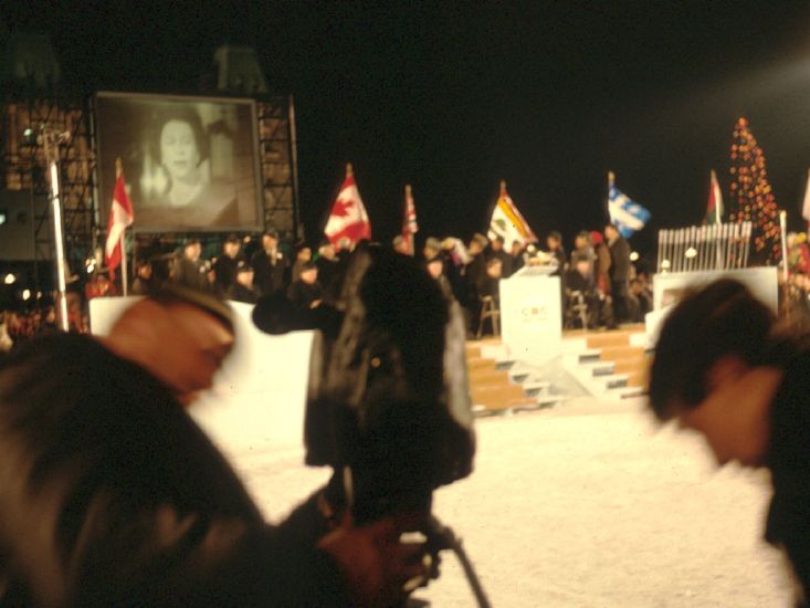 New Year 1967, Parliament Hill, Ottawa.  Celebrating beginning of Canada's Centenial